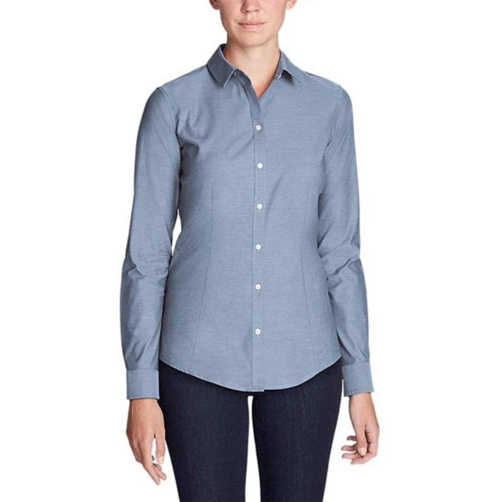 Eddie Bauer Petite Wrinkle Free Long Sleeve Fitted Button Down NWT